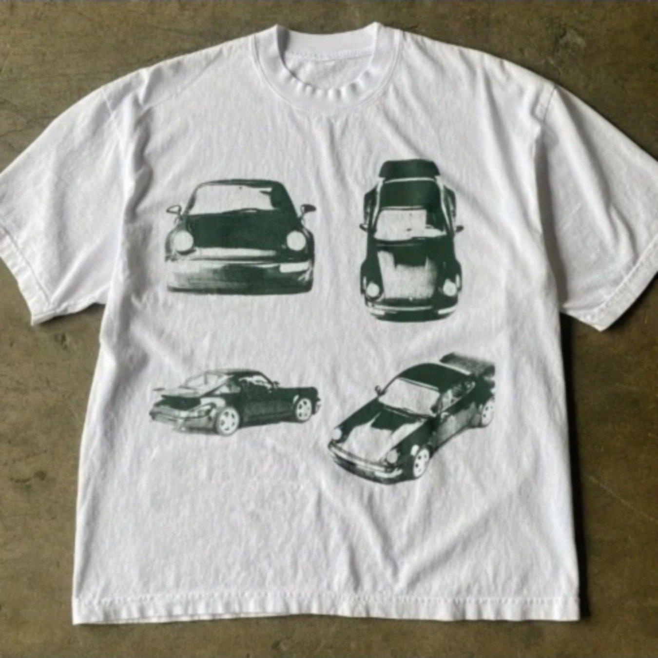 

Women s Y2K Car Printed Round Neck T-shirt, Pure Cotton Short Sleeved Top, Spring, Summer, Autumn Casual Style S