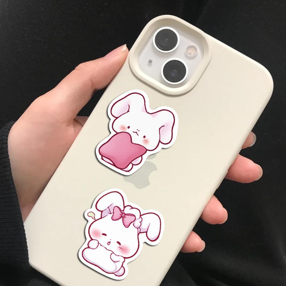 50 Stück Kawaii Rosa Kaninchen Aufkleber Nostalgie Niedlich Kreativ Fotokarte Heimdekoration Wandversiegelung Geschenk Kreativer Cartoon Aufkleber