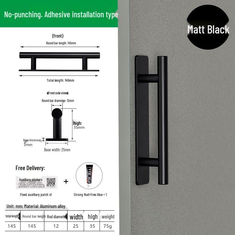 White Self-Adhesive Push-Pull Handle for Glass Sliding Doors and Drawers