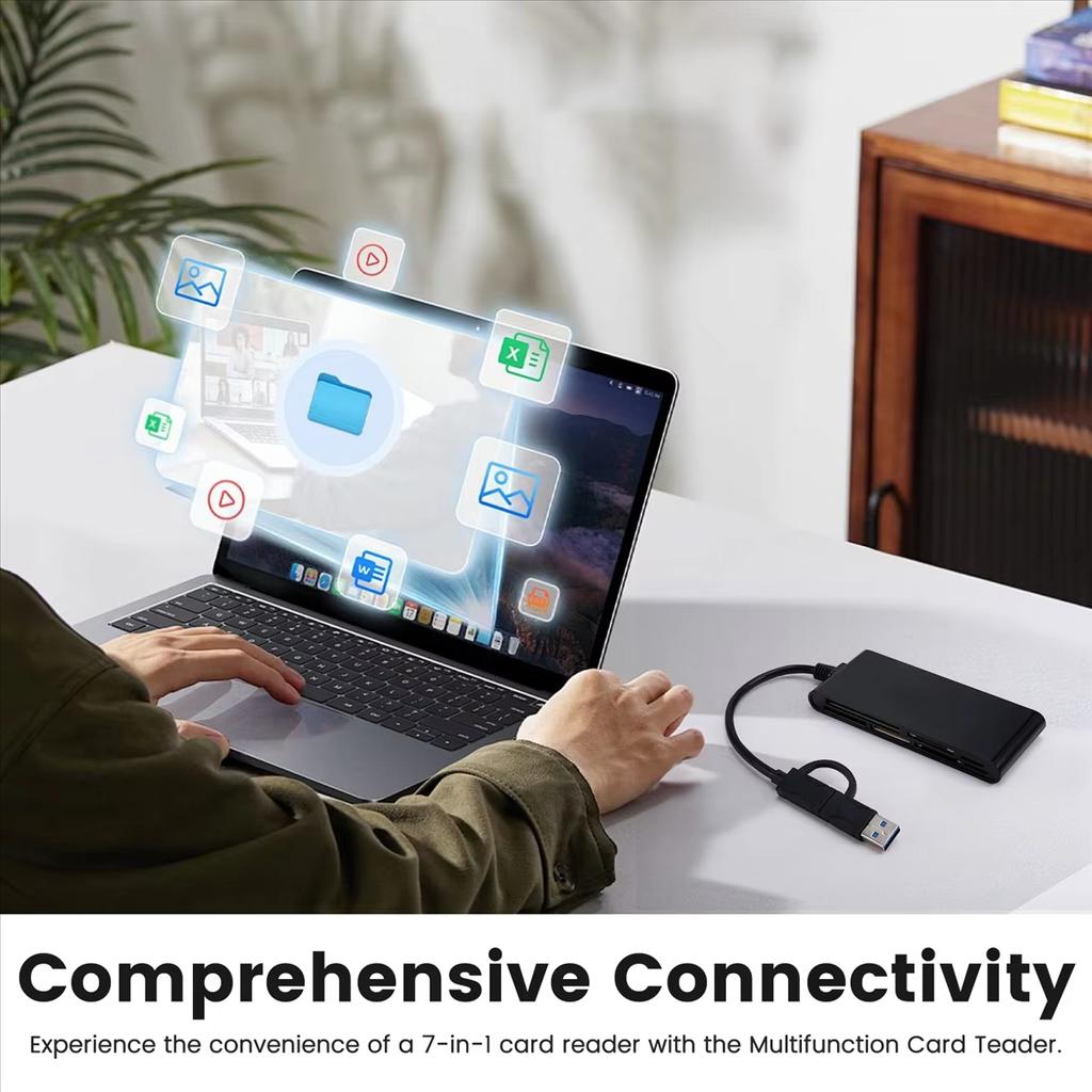 CR7 Type-C/USB 3.0 Multi-Function Card Reader CF/XD/MS/SD/TF Memory Card Reader for Phone Tablet Laptop PC