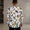 Men s Plus Size Notch Neck Long Sleeve Blue White Abstract Wave Printed Pullover Shirt