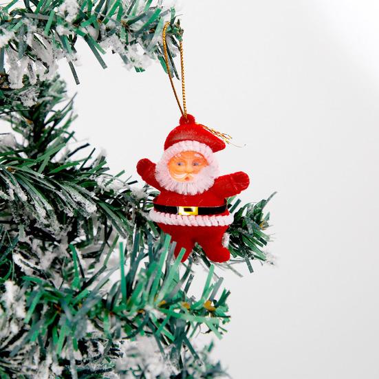 Santa Claus Ornaments 3D Flocking Santa Doll Christmas Tree Hanging Ornaments