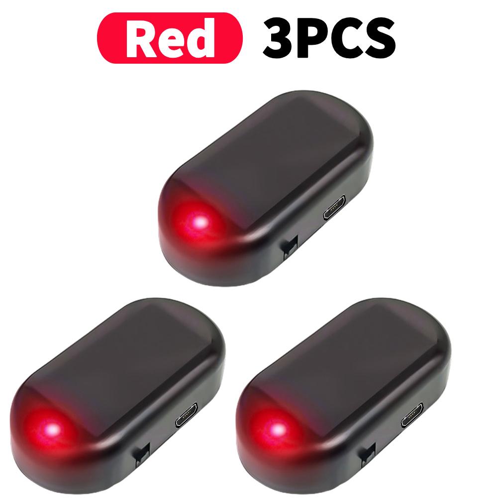 Solar Powered LED Flashing Light Simulated Car LED Warning Light Simulated Dummy Alarm Super Bright Wireless Strobe Signal Alarm