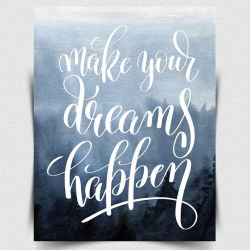 MAKE YOUR DREAMS HAPPEN SIGN METAL PLAQUE Inspirational Motivational quote printAluminum 20x30cm(7.8x11.8inch)