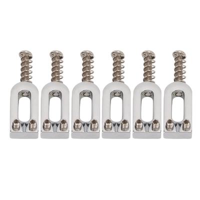 6 Stück U-förmige E-Gitarren-Brückenreiter Tremolo Metall Rollen Schraubensattel Ersatz Silber