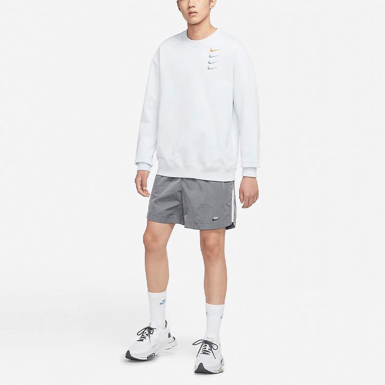 Nike French Terry Swoosh Embroidered Crew Neck Sweatshirt Men Tops Platinum DB9408-043