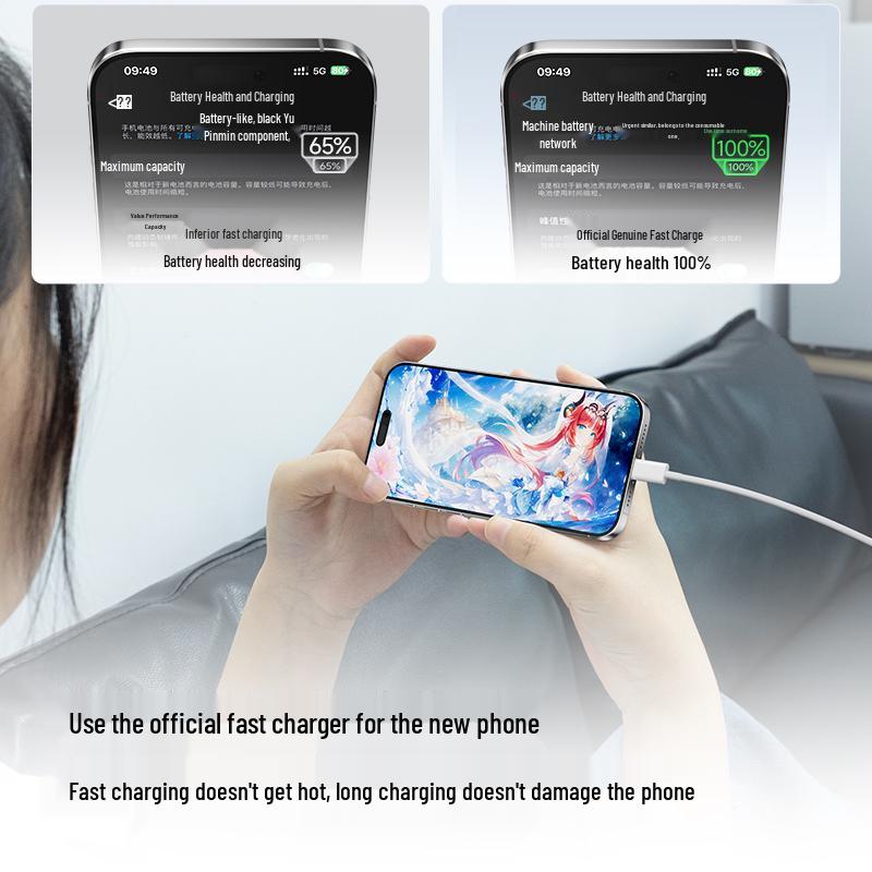 Apple-Compatible Charging Cable & Charger for iPhone Models 8p-14PD, USB Adapter Included