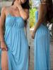 French Chic Plus Size Women's Summer Dress - Drawstring, Loose Fit, Spaghetti Strap, Solid Color, High-End Feel