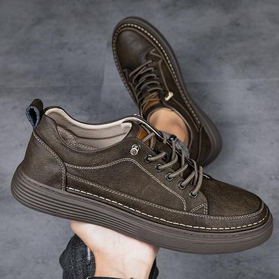 Freizeitschuhe aus echtem Leder für Herren Schuhe Design Sneakers Männlich Bequem Rindsleder Allround Bequeme Skateschuhe Mann