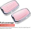 Compatible with Toyota Key Fob Cover with Keychain, Pink Genuine Leather Crystal Key Case Protection Shell for 2018-2022 Camry R