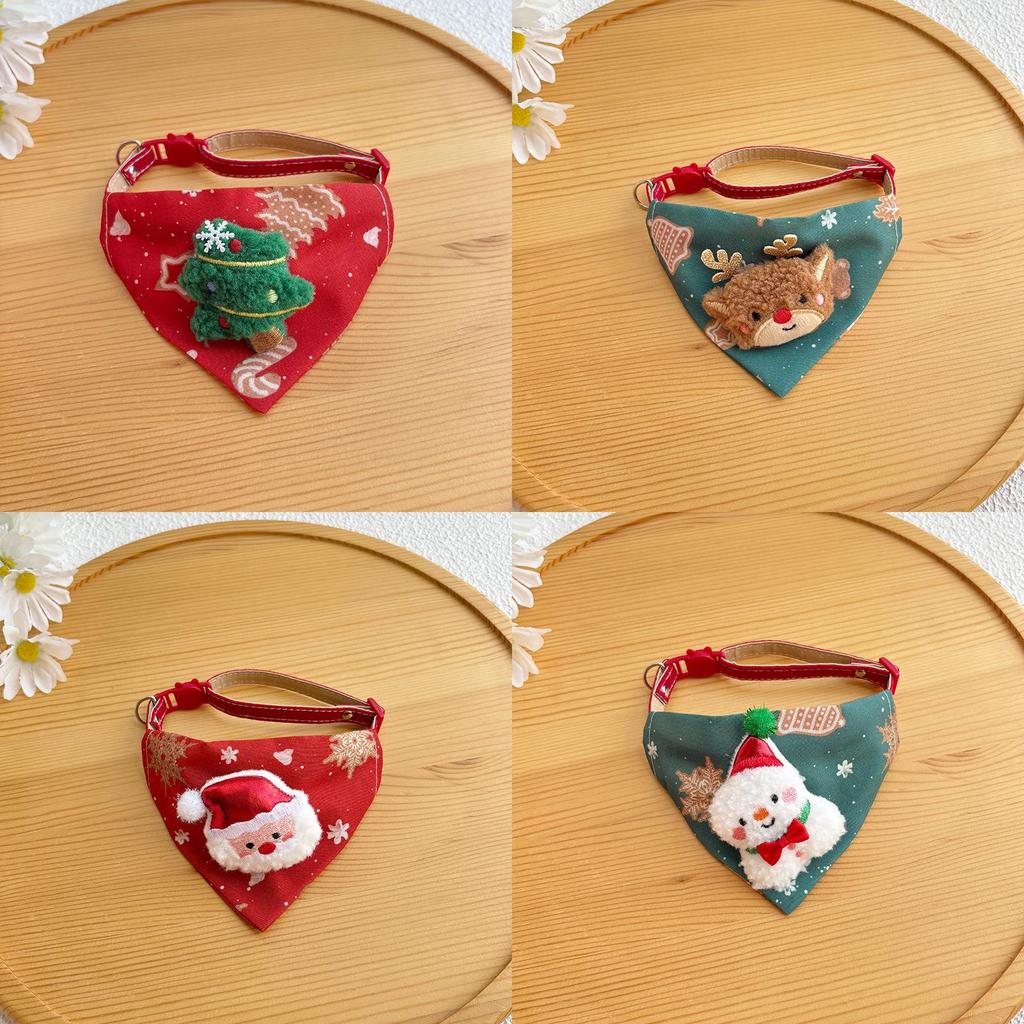 Weihnachts-Haustier-Dreieckstuch mit Weihnachtsmann-, Elch-, Schneemann-Design für Katzen und Hunde Winter-Feiertagsdekoration