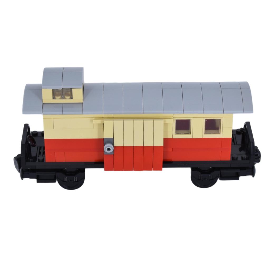 Old Style Railway Caboose MOC Set, Retro Train Guard Wagon Blocks, Hobby Assembly Gift for Train Lovers