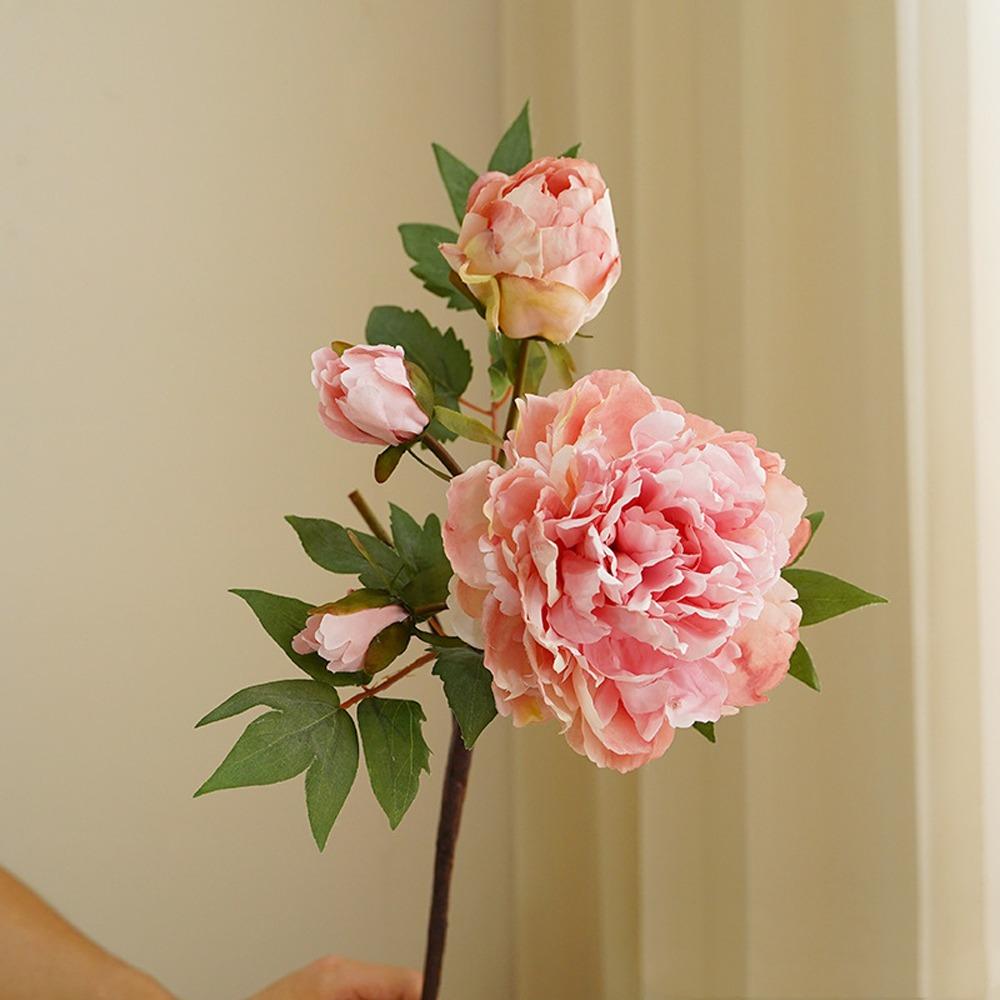 3 Heads Artificial Peony Flowers Bouquet Realistic Simulation Peony Wedding Party Decor