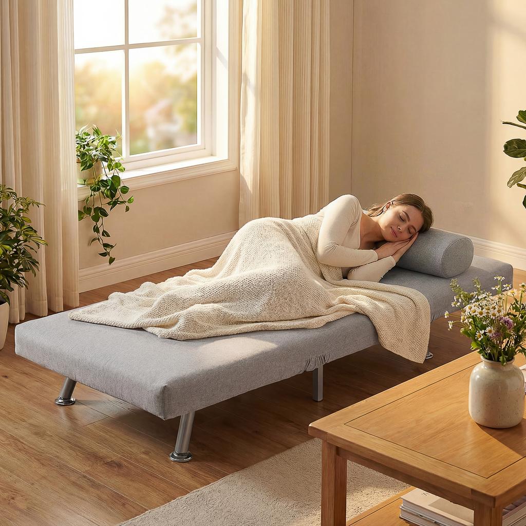 Adjustable Back Futon Sofa Chair - Grey