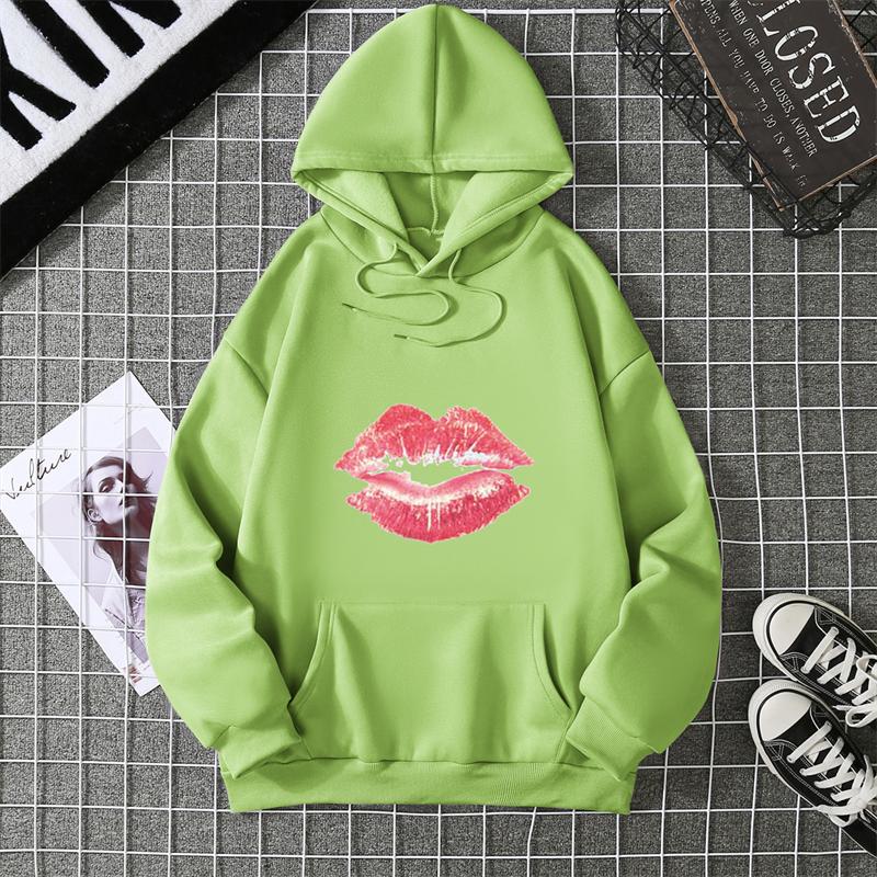 Sexy lip print hoodie long-sleeved women's casual fashion sweatshirt