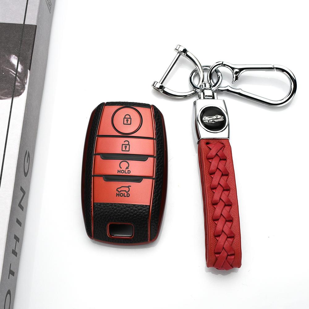 Leather Tpu Keyless Protector Auto Car Key Shell Fob Cover For Kia Niro Optima Rio Sorento Soul Sportage Forte Koup Keychain