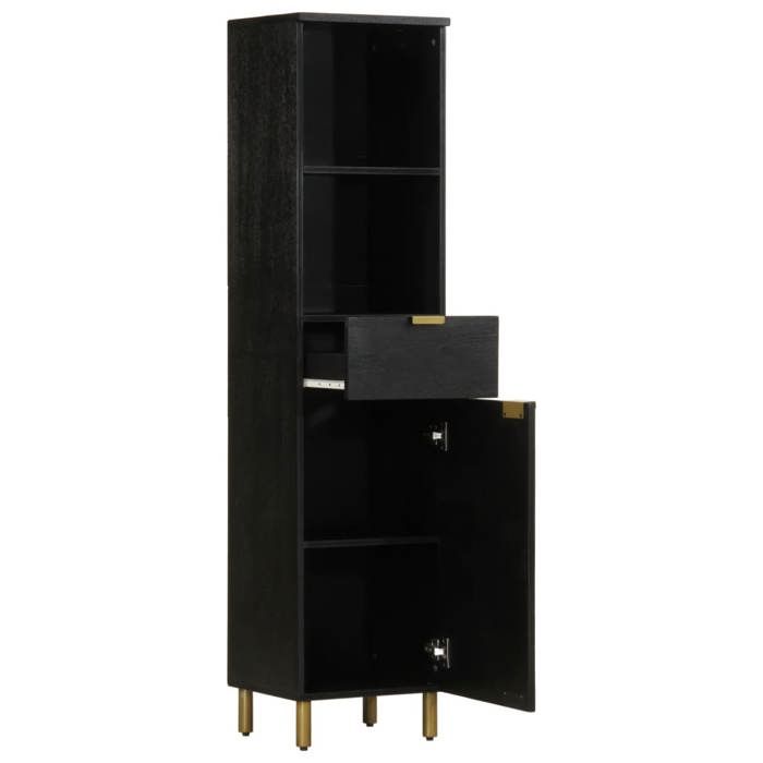 VidaXL Bathroom Cabinet Black 38x33x160 Cm Solid Mango Wood, Cabinet, Bathroom Storage Cabinet, 4017670