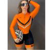 Womens Long Sleeve Cycling Bodysuit Triathlon Running Fitness Sportswear
