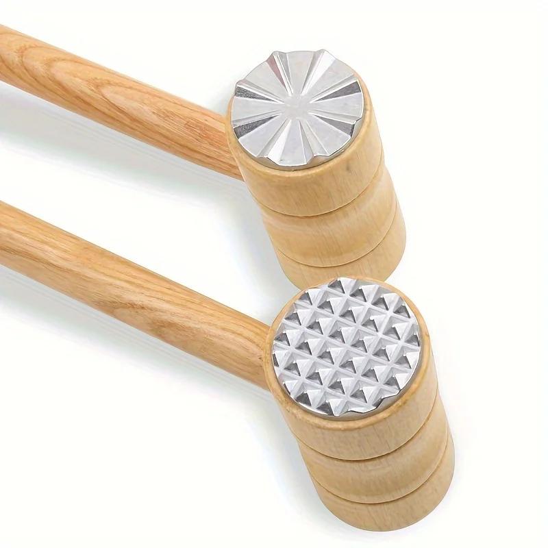 Versatile Double-Sided Wooden Handle Meat Mallet - Perfect For Steak Tenderizing & Sinew Breaking, Essential Kitchen Gadget
