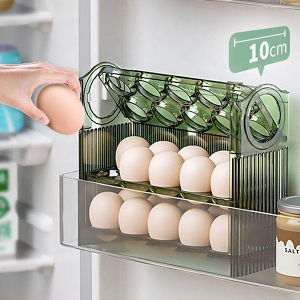 Egg Storage Box For Kitchen Large Capacity Egg Tray With Handle Multi Layer Anti Fall Egg Holder Timing Egg Rack