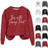 Ladies Fashion Casual Long Sleeve Printed Round Neck  Pullover Top