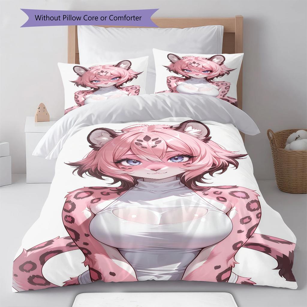 Anime Pattern Bedding Quilt Set Quilt Cover Pillowcase Home Decoration Birthday Gift (1 * Duvet Cover + 2 * Pillowcase, Without Core)