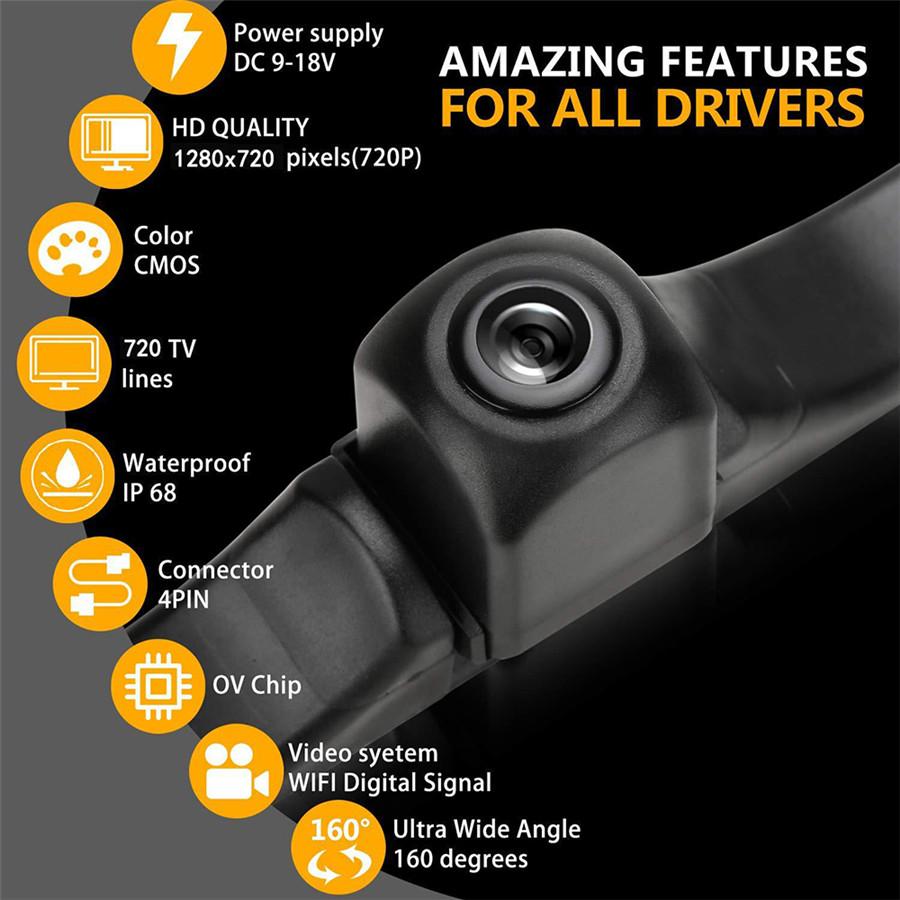 HD 720P WiFi Rear View Car Camera License Plate Frame IP67 Waterproof Night Vision 170 Degree Car Rear Reversing Parking Camera