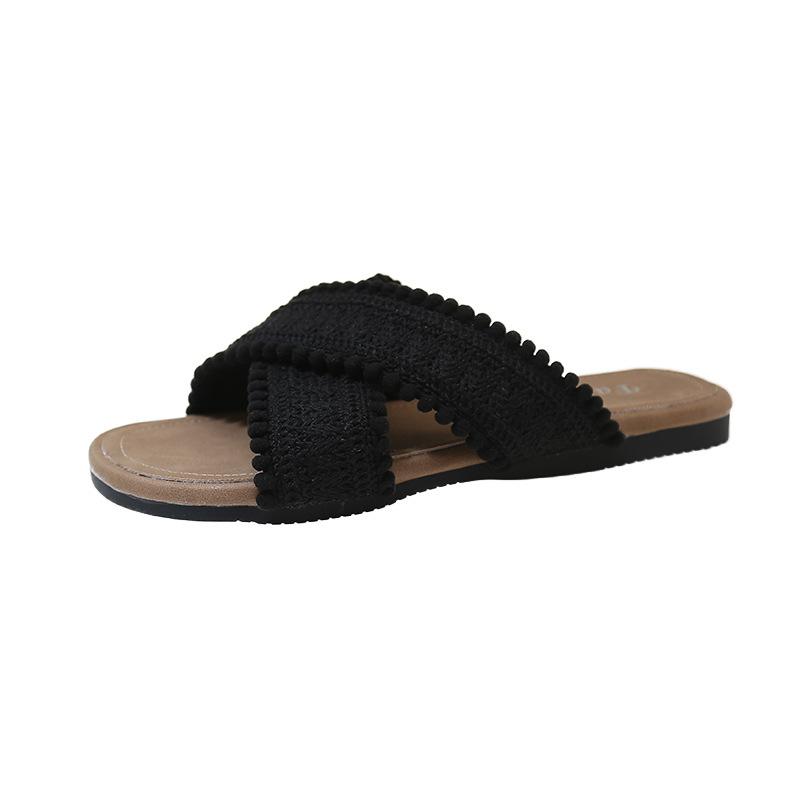 Ethnisch coole Hausschuhe 2025 neu Sommer Vintage gewebt gekreuzt böhmisch Student flach Römerschuhe