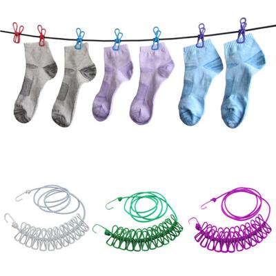 180cm Elastic Outdoor Clothesline Pants Laundry Drying Hanger Rope with 12 Clips