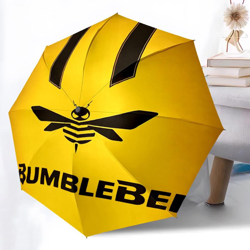 1PC Bumblebee Logo Automatic Open/Close, 8-Rib Durable Frame Compact Travel Umbrella for Men & Women S1222078