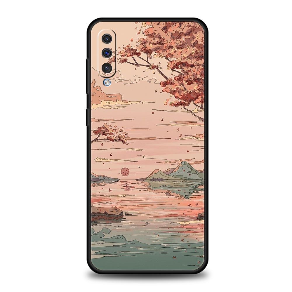 INS Korean Sunset Scenery Case For Samsung A12 A14 A32 A50 A70 A20E A20S A10 A10S A22 A30 A40 A34 A54 A42 A52 5G A02S A04s Cover