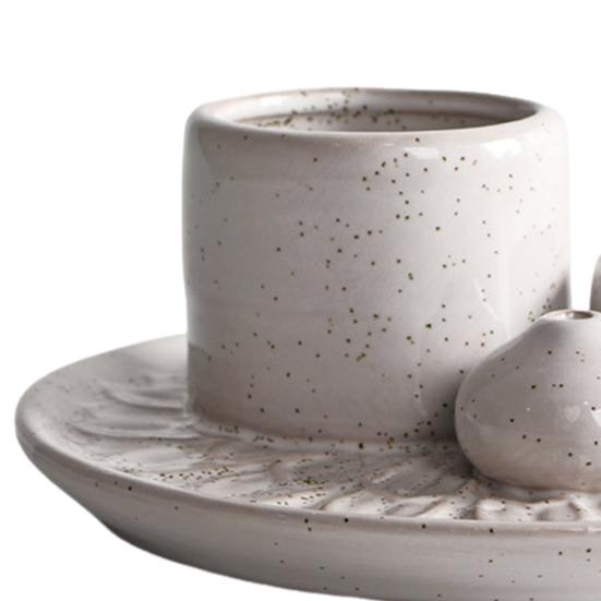 Yousheng Palo Santo Holder 4-in-1 Ceramic Incense Holder Candle Holder with Ash Catcher Lotus Tray Incense Burner for Sticks Salvia Burning Meditation