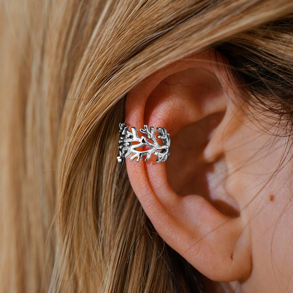 

1PC Stainless Steel Hollow Branch Ear Clip for Women Ear Cuff Non Piercing Fake Cartilage Clip Earrings Zircon Accessories Gift