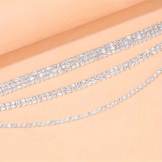 Yousheng Women Beach Anklet, Sparkling Three-Layer Rhinestone Anklet, Adjustable Fit Sandal Anklet for Summer
