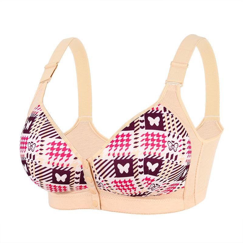 Bouton sur le devant XL-5XL Taille Européenne Grande Taille Sous-vêtements Bretelles Réglables Soutien-gorge Imprimé