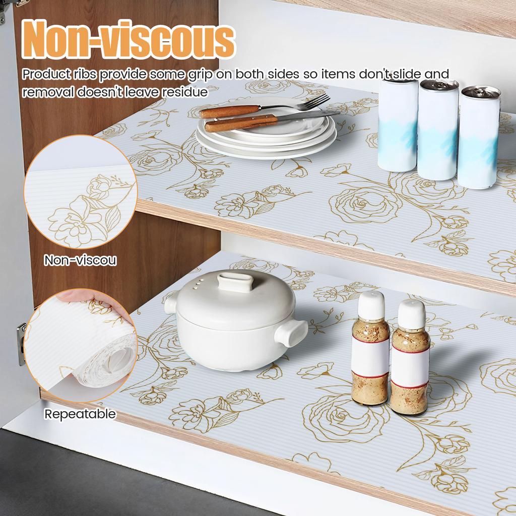 Drawer Liners Shelf Mats Waterproof EVA Cabinets Cover Fridge Pad Non Slip Kitchen Table Non-Adhesive Drawer Liner