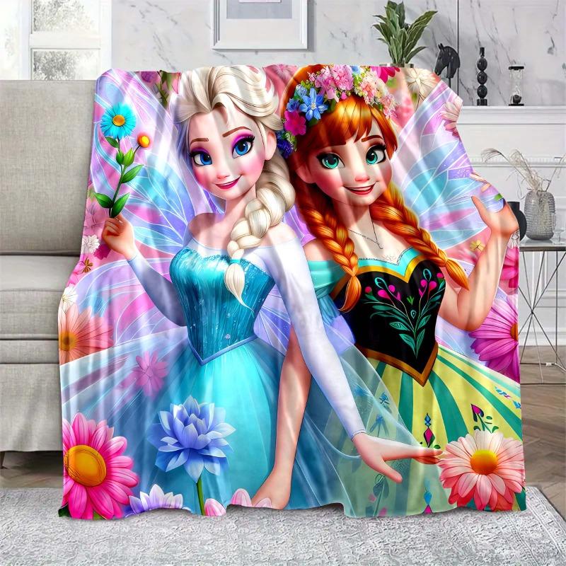 Disney Beautiful Disney Frozen Aina and Anna Cartoon Blanket Woven Fabric Lathe Sofa Picnic Christmas Halloween Birthday Gift