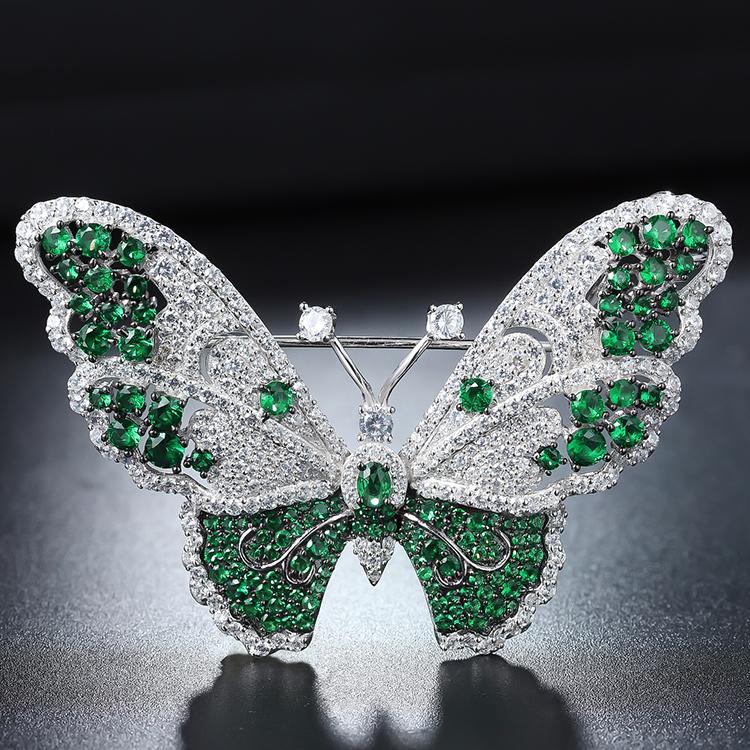 Luxury Fashion Fine Jewelry Silver Custom Animal Zircon Pearls Butterfly Pins Brooches for Women