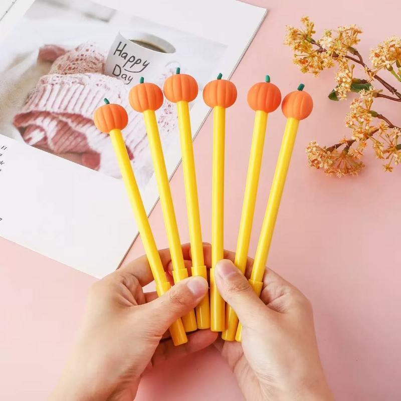 Kawai Silicone Head Pumpkin Neutral Cute Shape Signature Pen for Primary and Secondary Office School Supplies Students Gift Pen