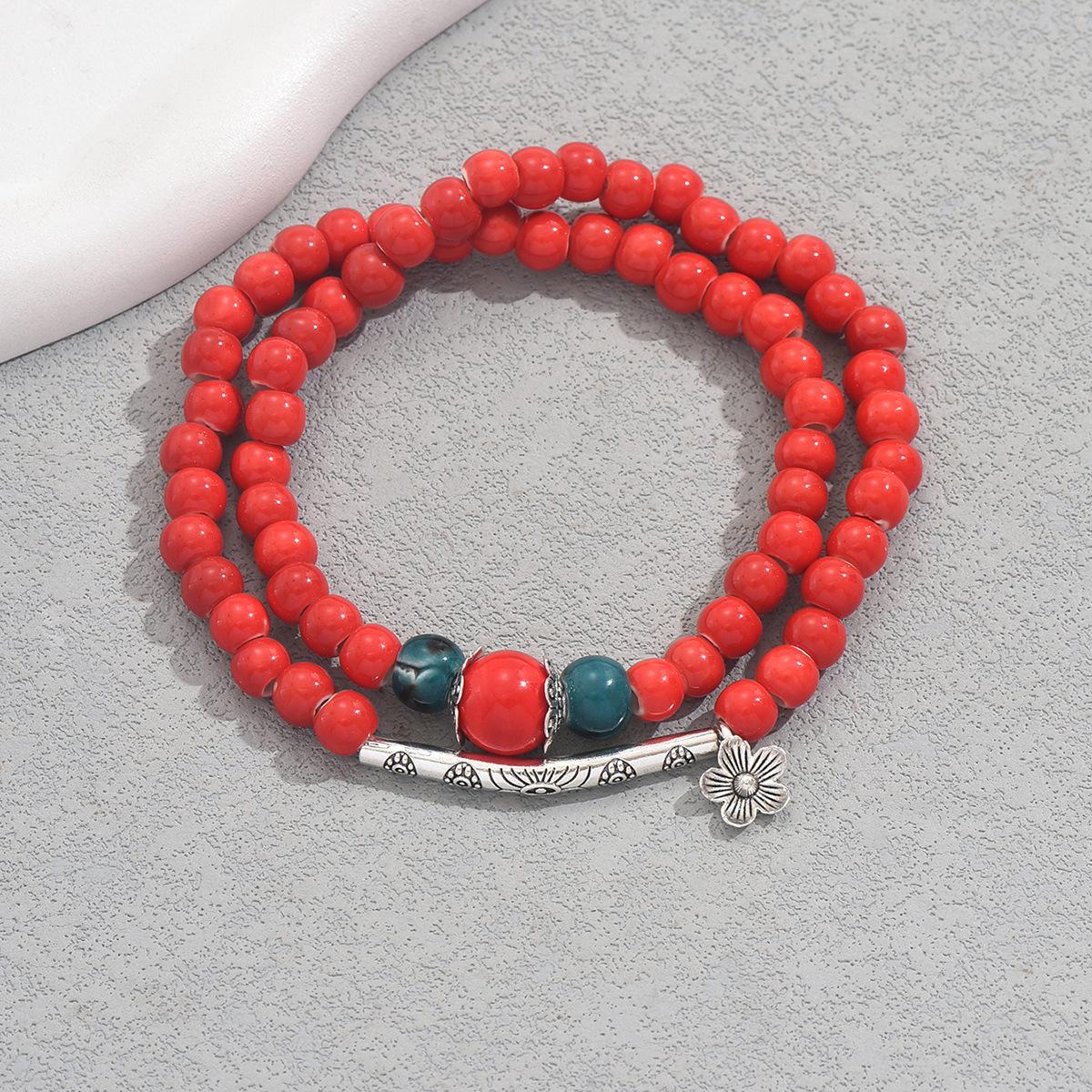 

Браслет из бусин, персонализированный, с цветочным узором в стиле ретро, универсальное украшение