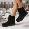 Faux Suede Zip Decor Work Boots Women Winter Warm Thicken Plush Thick Sole Snow Boots Comfort Non Slip Platform Casual Shoes
