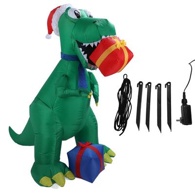 6FT Inflatable Dinosaur Decoration with LED White Lights Blow Up Inflatable Christmas Decoration