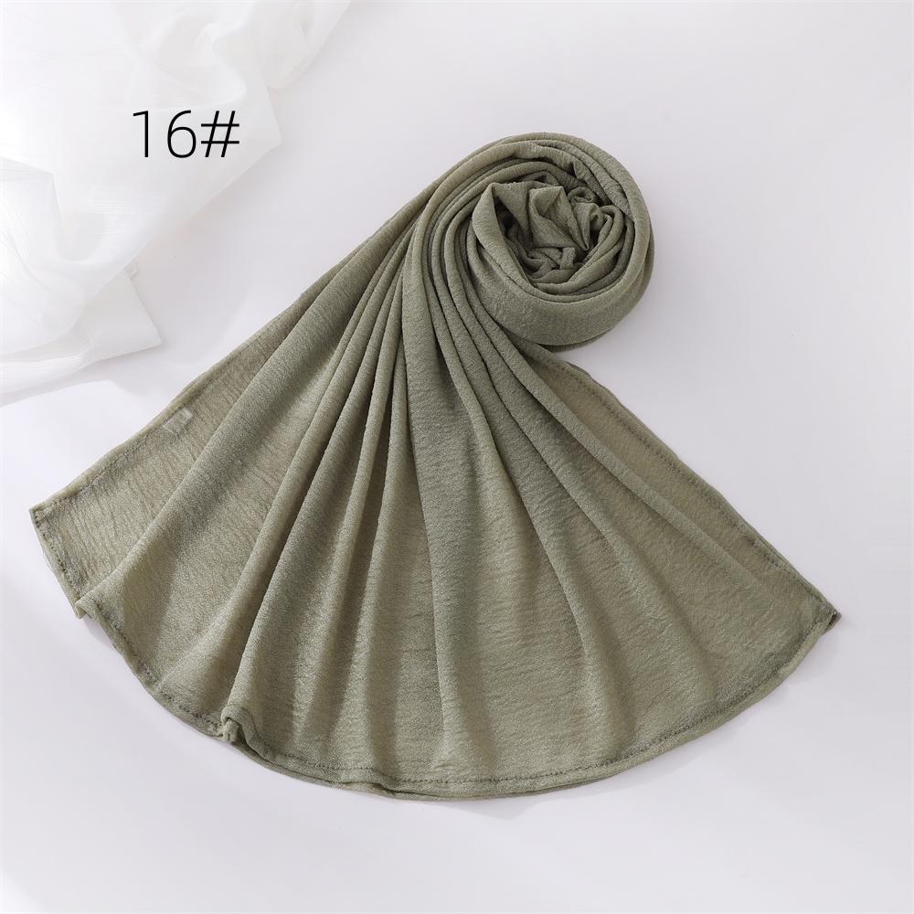 New Crinkle Cotton Polyester Hijab Scarf For Women Muslim Headscarf Wraps Solid Plain Shawls Islamic Headband Turbans Foulard