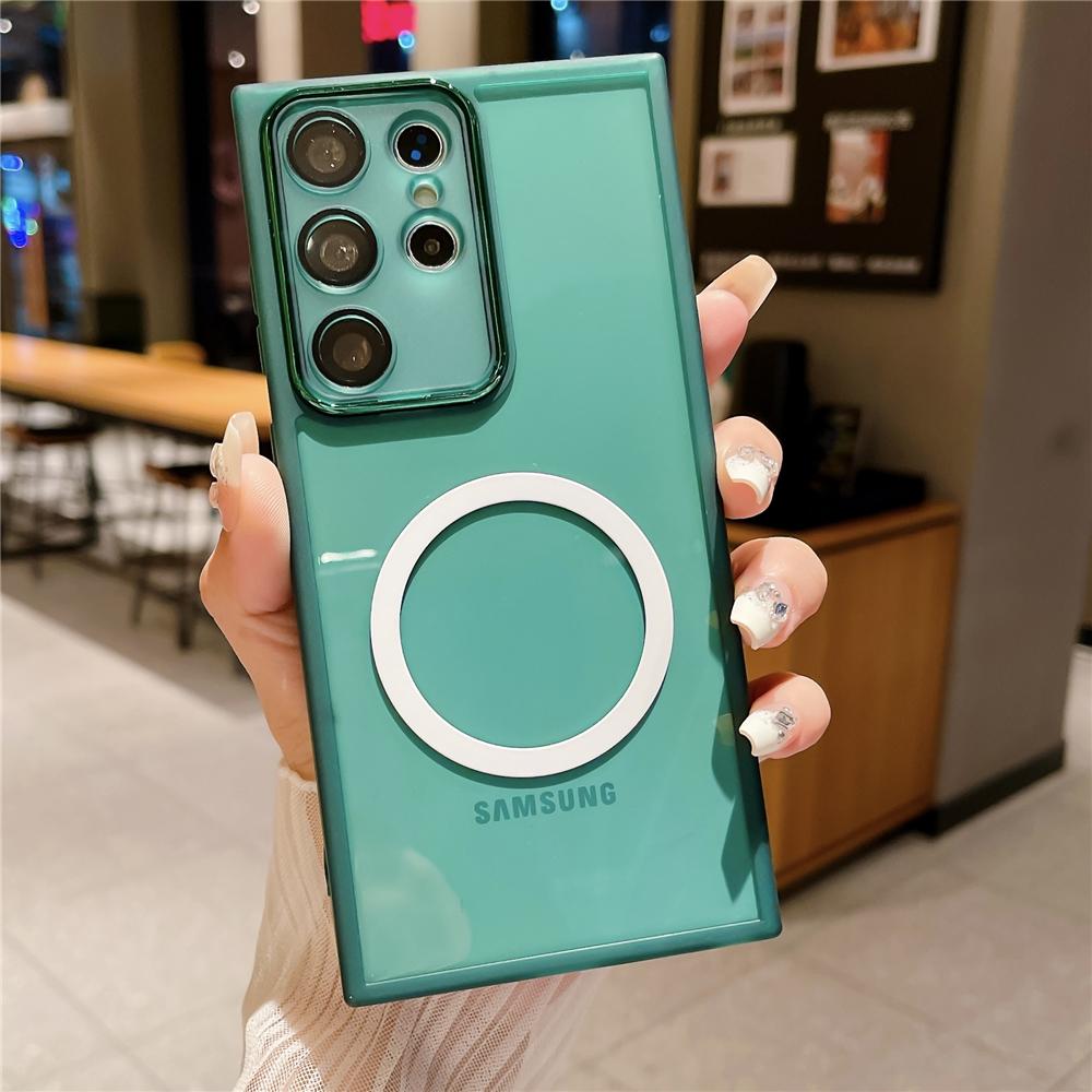 Silicone Soft Magnetic Case For Samsung S24 S23 Ultra S22 S21 FE A54 A14 A34 A53 A73 A52 A32 Wireless Charge Shockproof Cover