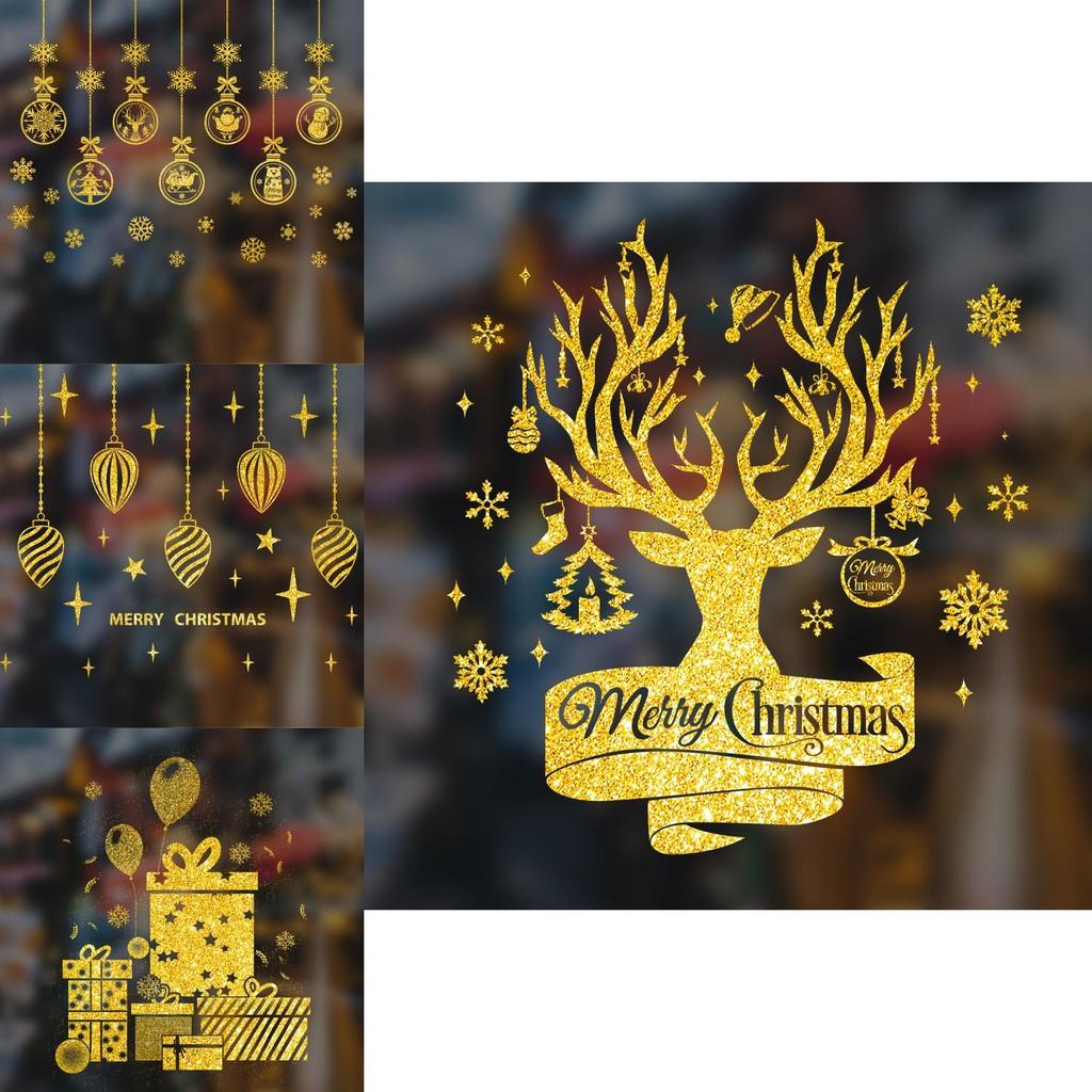 Eleganckie naklejki okienne na Święta ze lśniącym złotem na Boże Narodzenie