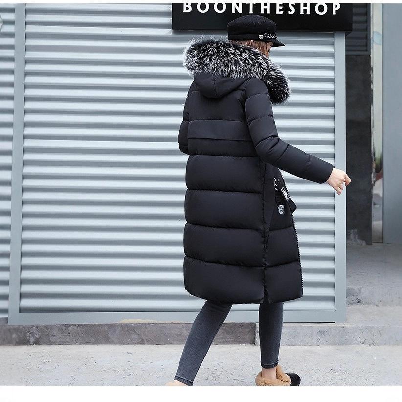 Women's Down Parkas Winter Jacket Fur Collar Thick Slim Coat Fashion Hooded Cotton Outerwear Long Winter Women Coat