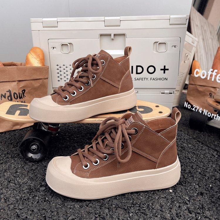 Retro Short Boots Women's 2025 Autumn and Winter New Casual Martin Boots Spring and Autumn Single Boots Versatile Velvet Sports High-top Shoes