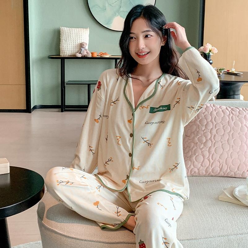 Light Purple Casual Women Pajama Cute Sleepwear Autumn Winter Long Sleeve Long Pants Soft Pyjamas Cozy Pijamas Girl Pijama Comfy