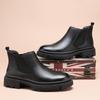 Chelsea Boots Men's Winter Fleece British Middle Help One Pedal Cigarette Boots Thick-soled Height Increasing Martin Boots Low-Top Boots