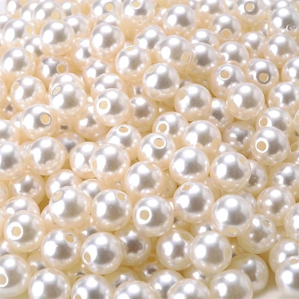 50/400 PZ Perle di Plastica ABS Perline Rotonde Sfuse Artigianato Per la Creazione di Gioielli alla Moda Acrilico Fai da Te Perle Imitazione 4mm/6mm/8mm/10mm/12mm